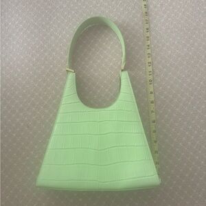 Mint Green Croc-Embossed Shoulder Bag